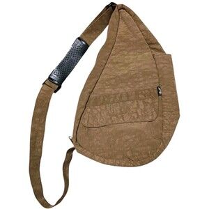 AMERIBAG Healthy Back Crossbody Sling Backpack Bag Khaki Nylon USA Made CLEAN !